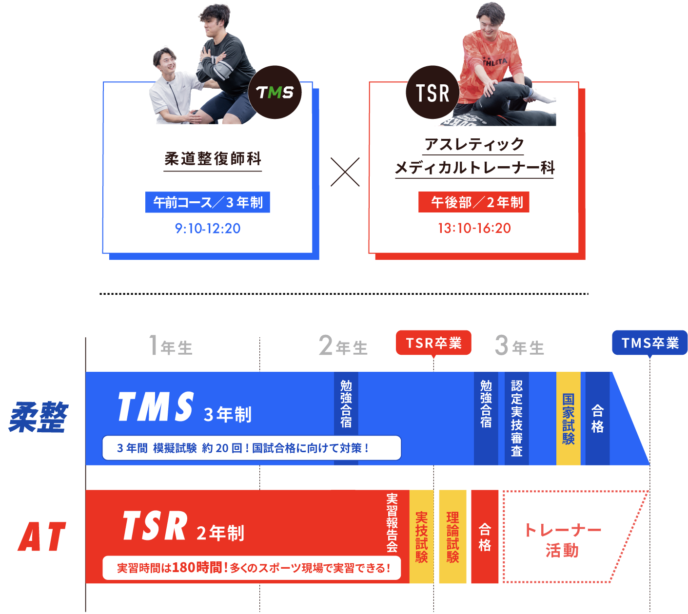 3年間のスケジュール 在学中にトレーナーとして活動できるから即戦力として活躍できる!!!
